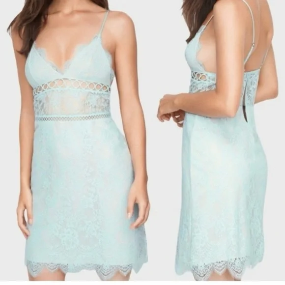 Victoria’s Secret XS Green Babydoll Y2K Coquette Mini Fairy Lace Mini Dress - Picture 1 of 13